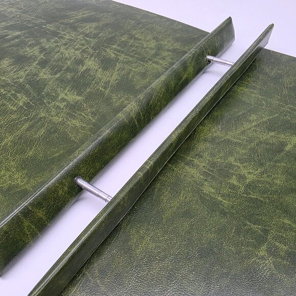 Green Faux Leather Expandable Photo Album Vintage 13.25"x13" Scrapbooking - Picture 3 of 12